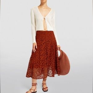 Vince midi lace paneling skirt (Size 0) *NWT*